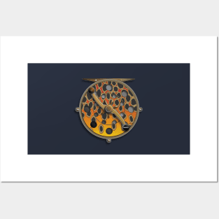 Brown Gold Trout Reel Posters and Art